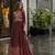 D peach georgette readymade suit with embroidery & sequence work