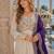 White & violet silk anarkali readymade suit with embroidery & beads work