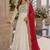 White & red silk anarkali readymade suit with embroidery & beads work