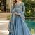 Blue vichitra silk anarkali readymade suit with embroidery & zari work