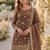 Brown silk readymade suit with embroidery & sequince work