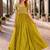 Mustard silk readymade gown with embroidery & beads work