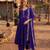 Violet chanderi silk anarkali readymade suit with thread embroidery work