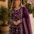 Purple viscose readymade anarkali suit with embroidery & sequence work