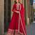 Red georgette readymade anarkali suit with embroidery & sequence work