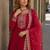 Red georgette readymade anarkali suit with embroidery & sequence work