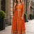 Orange chinon anarkali readymade suit with embroidery & coding work