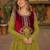 Mehendi chanderi readymade gown with embroidery & beats work