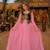 Pink chanderi readymade gown with embroidery & beats work