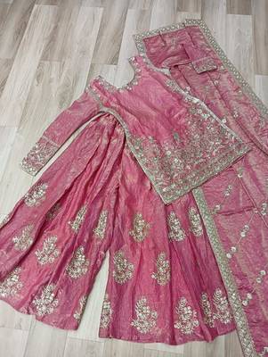 Pink silk readymade suit with zari & sequin embroidery work 3