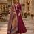 Maroon roamn silk free size stitched anarkali suit with mirror lace work