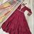 Maroon roamn silk free size stitched anarkali suit with mirror lace work