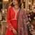 Orange roamn silk free size stitched anarkali suit with mirror lace work