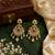 Traditional gold plated chandbali earrings with cz stones, ruby pink & green stones, pearl drops for women
