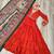 Orange roamn silk free size stitched anarkali suit with mirror lace work