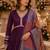Purple roamn silk free size stitched anarkali suit with mirror lace work