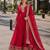 Red georgette readymade anarkali suit with embroidery & zari work