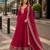 Pink georgette readymade anarkali suit with embroidery & zari work