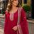 Pink georgette readymade anarkali suit with embroidery & zari work