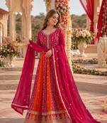 Rani georgette readymade anarkali suit with embroidery & zari work