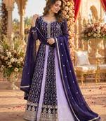 Purple georgette readymade anarkali suit with embroidery & zari work
