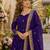 Violet georgette readymade anarkali suit with embroidery & zari work