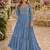 Blue georgette readymade anarkali suit with embroidery & zari work