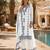 Blue&white georgette readymade suit with thread embroidery work