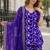 R blue viscose readymade suit with jacquard & embroidery work