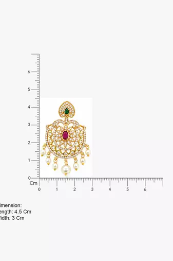 Traditional gold plated cz chandbali earrings for women & girls  ruby pink stone & green pearl drop dangle earrings