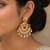 Gold plated chandbali earrings for women traditional south indian temple jewelry ruby green stone pearl drop earrings