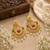 Gold plated chandbali earrings for women traditional south indian temple jewelry ruby green stone pearl drop earrings