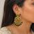 Traditional gold plated green beads & pearl drop ethnic chandbali earrings for women wedding & festive wear