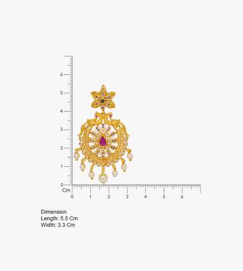 Traditional gold plated chandbali earrings for women kundan cz pearl drop ethnic peacock design earrings 4