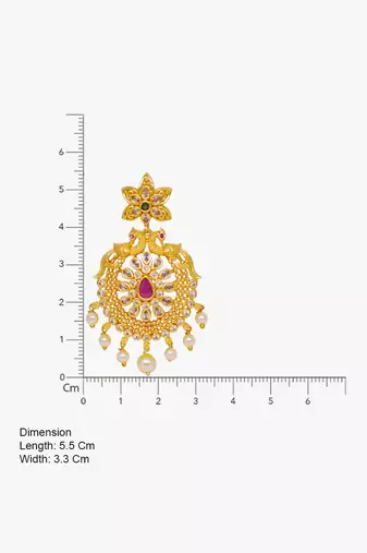 Traditional gold plated chandbali earrings for women kundan cz pearl drop ethnic peacock design earrings