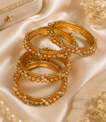 Heritage Gold Beaded Stone Bangles