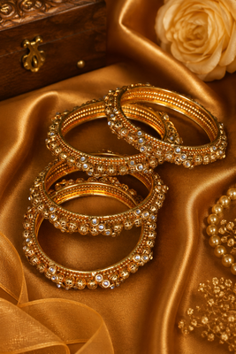 Heritage Gold Beaded Stone Bangles 2