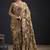 Golden color satin silk floral printed work designer saree