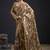 Golden color satin silk floral printed work designer saree