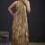 Golden color satin silk floral printed work designer saree