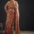 Orange color satin silk floral printed work designer saree