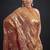 Orange color satin silk floral printed work designer saree