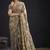 Grey color satin silk floral printed work designer saree