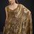Golden color satin silk floral printed work designer saree