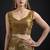 Golden color satin silk floral printed work designer saree