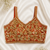 Rust red sequin & zardosi work blouse with scalloped straps