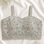 Silver-grey threadwork blouse with sequins & pearl borders