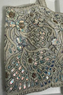 Silver-grey threadwork blouse with sequins & pearl borders 2