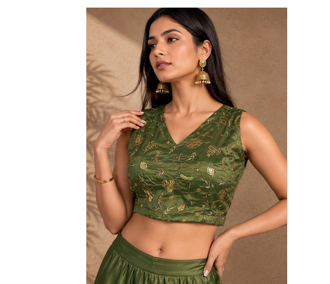 Elegant Pre-Draped Sharara Saree with Sequence Embroidered Stitched Blouse. 4