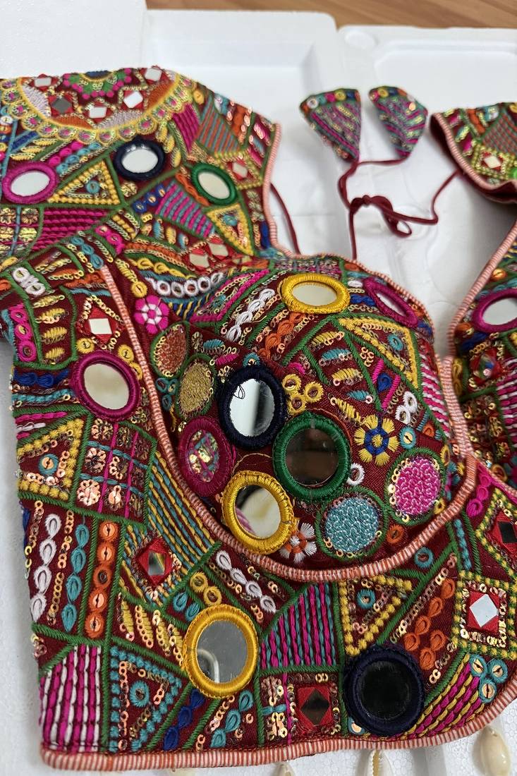 Heavy kutchi embroidered blouse with real mirrors & shells